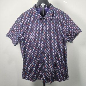 Lords of Harlech George Pineapple Love Mens XL Navy Blue Tropical Preppy Quirky